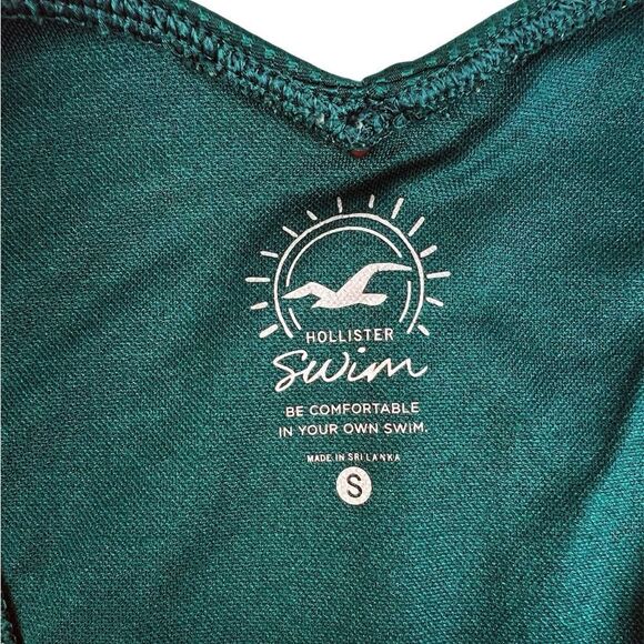 Hollister Ribbed High Leg Cheekiest Bikini Bottom Emerald Small - Picture 3 of 3